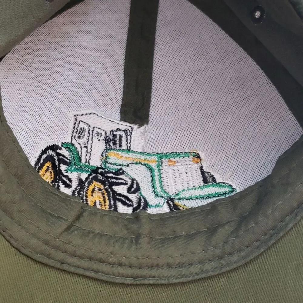 Boys Ocean Blue Adjustable Baseball Cap with Camo Background, Tractor Theme